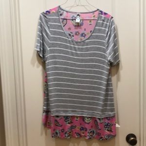 Mixed media short sleeve tunic